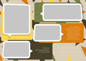 Template for photo collage or infographic in modern style. Frames for clipping masks are in the vector file. Template for a photo album with asymmetric frames