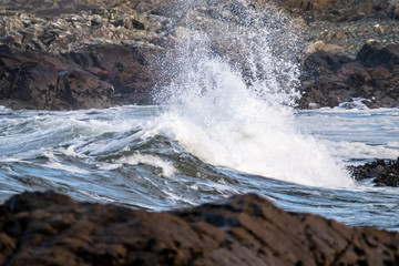 Rough atlantic ocean one day after storm Atiyah passed by on Dezember 08 2019.