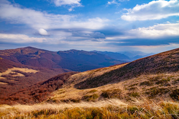 Landscape of autumnal peaks of the Carpathians.