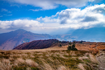 Landscape of autumnal peaks of the Carpathians.