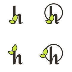 letter h logo template, tree leaf design vector