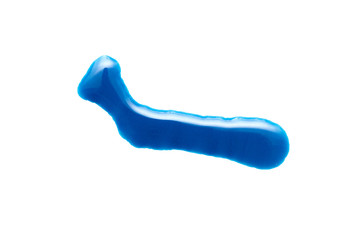 Blue drops of nail polish isolated on white background.
