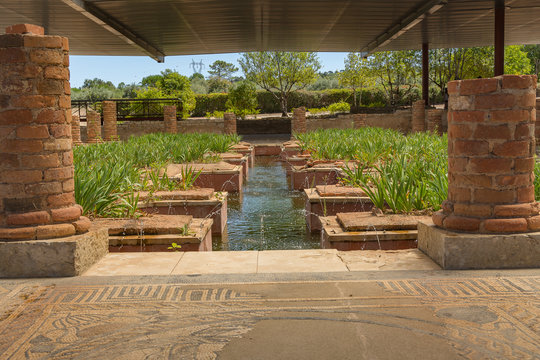 ancient roman fountain inside conimbriga, coimbra portugal