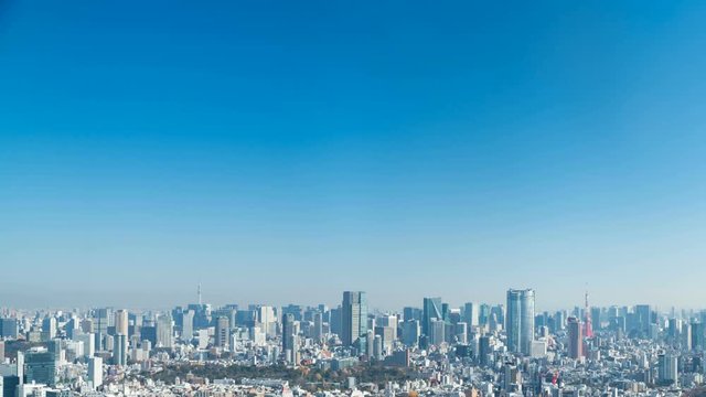 東京風景　タイムラプス　高層ビル群