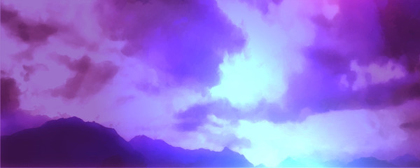 Beatiful Sky with Clouds Artistic Background. Craft Painting Landscape