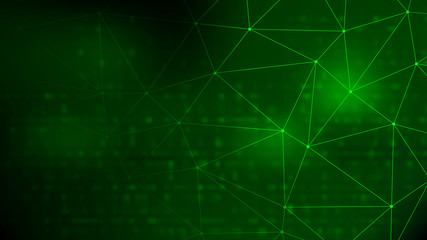 Abstract Green Background with Binary Code Numbers. Data Breach, Malware, Cyber Attack, Hacked Concept
