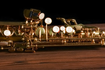 soprano saxophone on black background