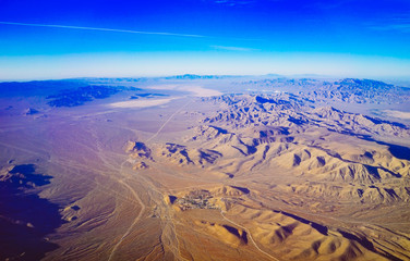 A birds-eye view of the grand Nevada desert, USA