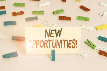 Conceptual hand writing showing New Opportunities. Concept meaning exchange views condition...