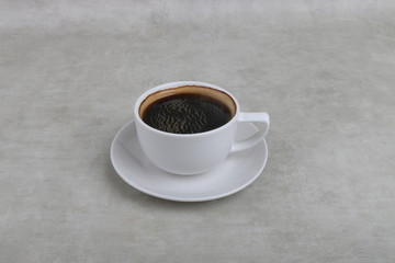 American Coffee Cup and latte art foam - Coffee in a white cup isolated on a white background - Cappuccino Latte Espresso Macchiato  