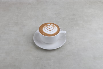 Coffee Cup and latte art foam - Coffee in a white cup isolated on a white background - Cappuccino Latte Espresso Macchiato  