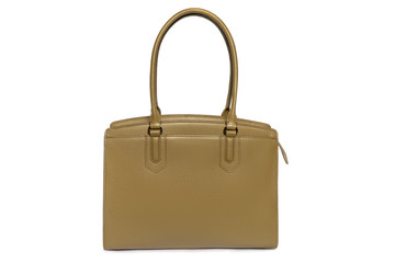 beige female bag on white background