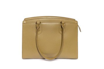 beige female bag on white background