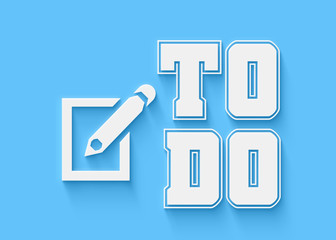 Text To Do, white letters on light blue background, 3d 