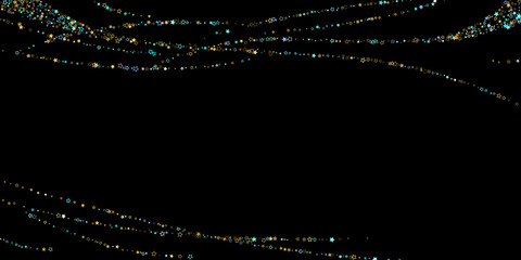 Gold, Blue stars, sprocket, shiny confetti. 