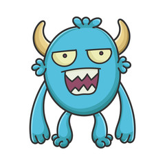 Fototapeta premium Mad Angry Cartoon Furry Creature Monster
