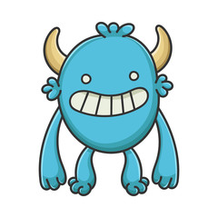 Happy Smiling Cartoon Furry Creature Monster