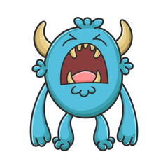 Yelling Cartoon Furry Creature Monster