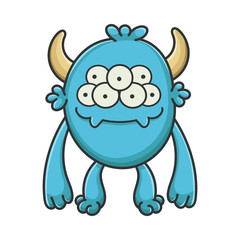 Fototapeta premium Happy Smiling Cartoon Furry Creature Monster