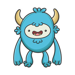 Happy Yeti Cartoon Furry Creature Monster