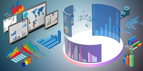 Various visualisation at trading environment - 3d rendering
