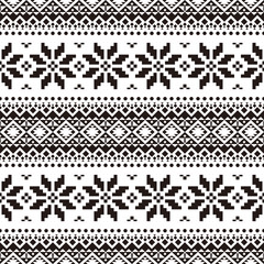 Motif ethnique de Noël tricoté sur fond blanc. Ornement. Frontière. Échantillon homogène. Il peut être utilisé comme arrière-plan. Illustration vectorielle