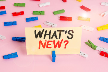 Conceptual hand writing showing What S New Question. Concept meaning when you ask someone about his...