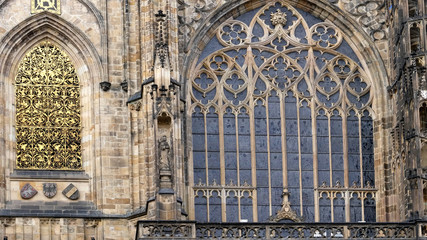 close up shot of st vitus cathedral in prague
