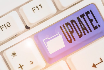 Text sign showing Update. Business photo text make something more modern or up to date like software program