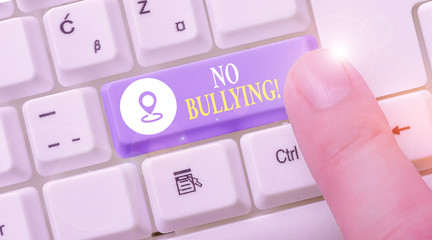 Text sign showing No Bullying. Business photo text stop aggressive behavior among children power...