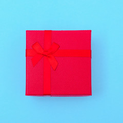 Happy New Year and Christmas 2020 or valentine day, top view craft paper wrapped present red gift box craft