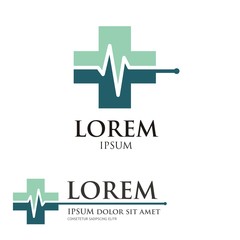 vector illustration of cross with pulse for medical logo design