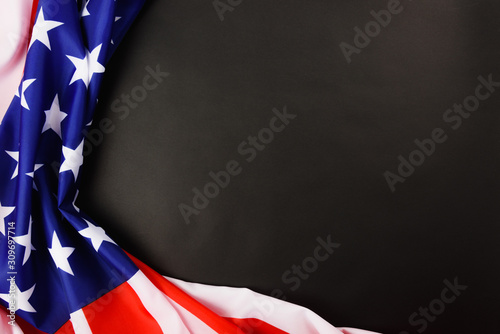 Martin luther king day, flat lay top view, American flag democracy