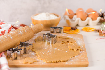 Raw dough for christmas cookies