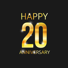 20 year anniversary gold label vector image
