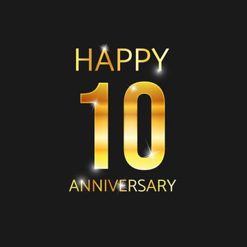 10 year anniversary gold label vector image