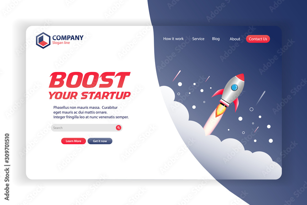 Wall mural boost your startup website landing page vector template design concept