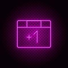 Like, media, one, plus vector icon. Element of simple icon for websites, web design, mobile app, info graphics. Pink color. Neon vector on dark background