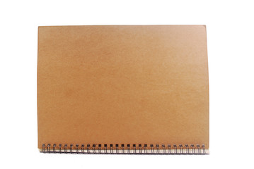 Wood cover notebook isolated on white background.(with Clipping Path).