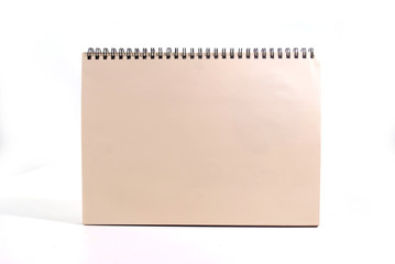 Wood cover notebook isolated on white background.(with Clipping Path).