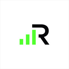 Initial letter R abstract logo with Financial investment chart logo design template. Marketing, sales and growth graphic design vector illustration. Symbol, icon, creative