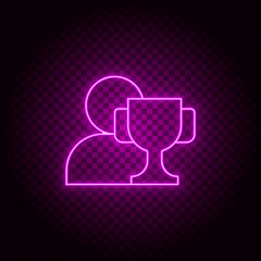 Award, human, media, person vector icon. Element of simple icon for websites, web design, mobile app, info graphics. Pink color. Neon vector on dark background