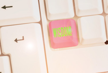 Handwriting text writing Wisdom. Conceptual photo quality having experience knowledge and good judgement something