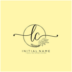 LC Letter Initial beauty monogram and elegant logo design, handwriting logo of initial signature, wedding, fashion, floral and botanical with creative template design.
