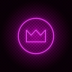 Crown, king vector icon. Element of simple icon for websites, web design, mobile app, info graphics. Pink color. Neon vector on dark background