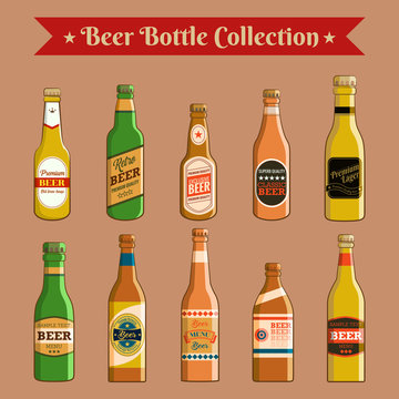 Beer bottle vector set collection graphic clipart design