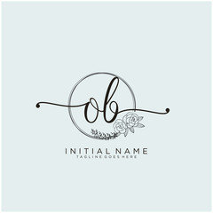 OB Letter Initial beauty monogram and elegant logo design, handwriting logo of initial signature, wedding, fashion, floral and botanical with creative template design.