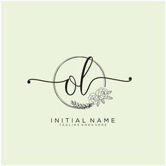 OL Letter Initial beauty monogram and elegant logo design, handwriting logo of initial signature, wedding, fashion, floral and botanical with creative template design.