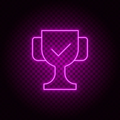 Reward, award, check vector icon. Element of simple icon for websites, web design, mobile app, info graphics. Pink color. Neon vector on dark background