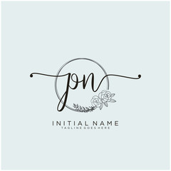 PN Letter Initial beauty monogram and elegant logo design, handwriting logo of initial signature, wedding, fashion, floral and botanical with creative template design.